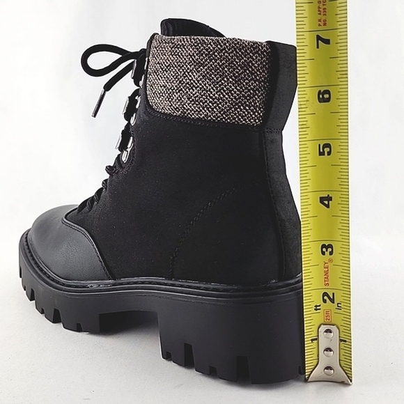 ONLY Betty Women's Black Lace-Up Faux Leather Ankle Boots  Chunky Soles Size 37 - Picture 15 of 15